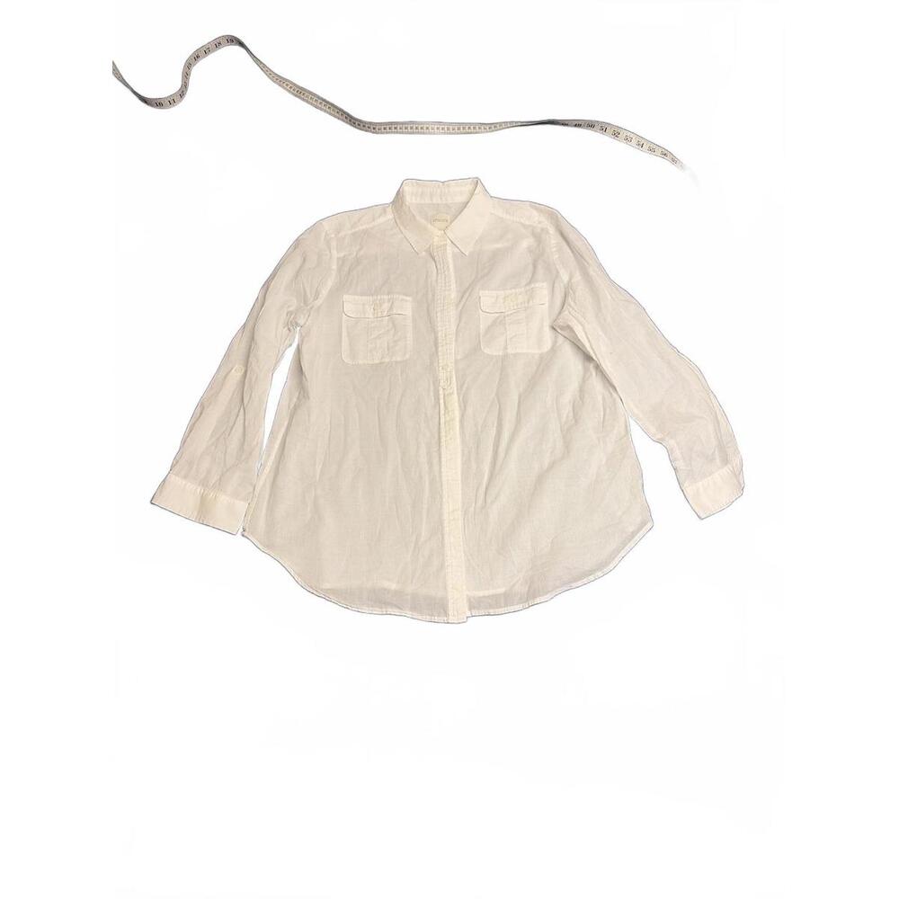 Chico's White Button-Up Long Sleeve Shirt Size 2 (~Large)